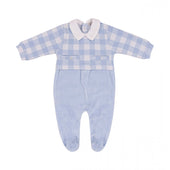 Everything Must Change (EMC) Baby Boy Pale Blue Checked Babygrow